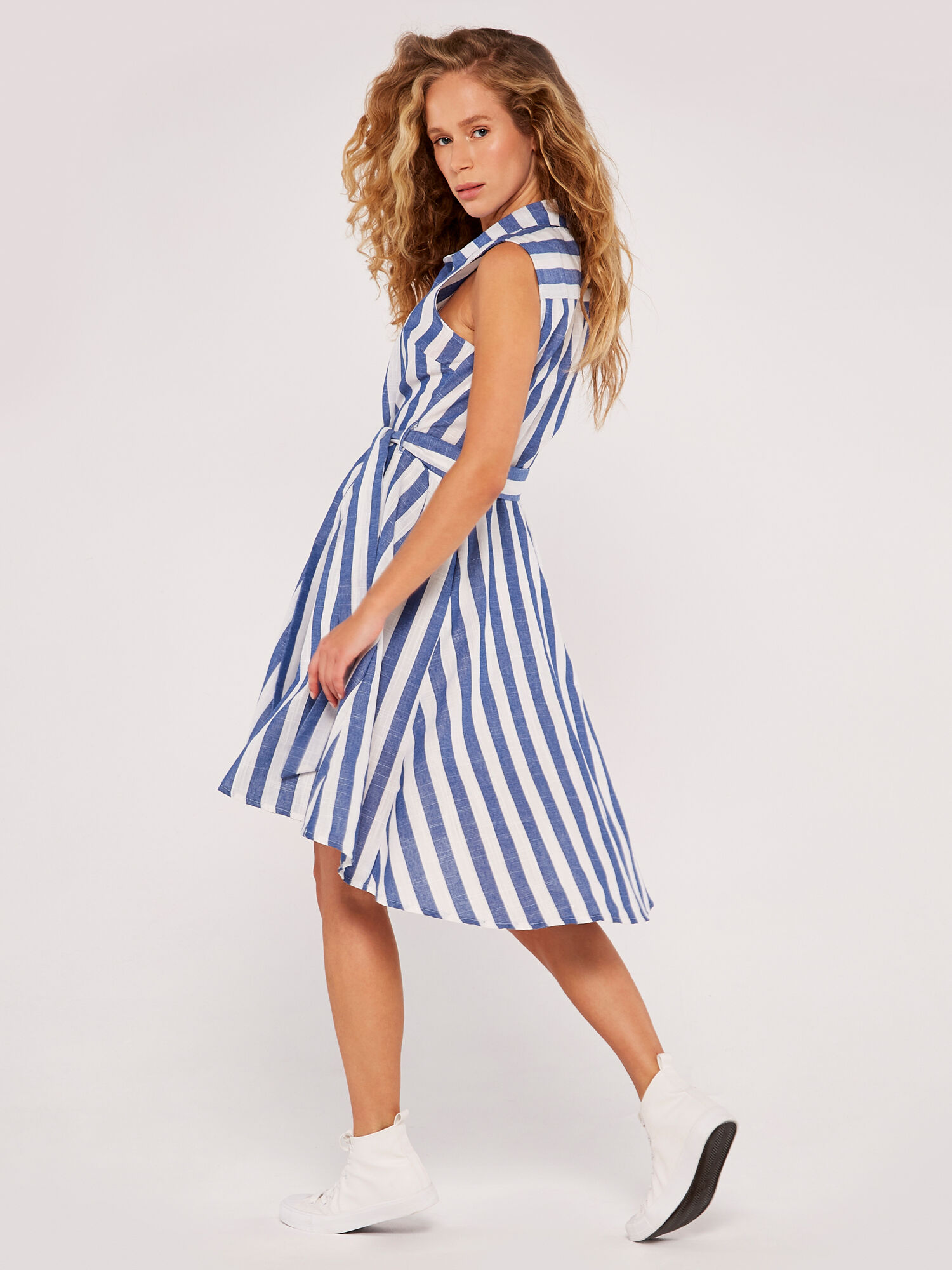 Blue and white pinstripe dress clearance