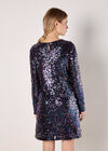 Sequin Swing Mini Dress, Black, large