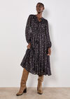 Constellation Shimmer Satin Midaxi Dress, Black, large