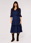 Self Check Crochet Midi Dress, Navy, large