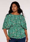 Ditsy Angel Sleeve Top, Green, large