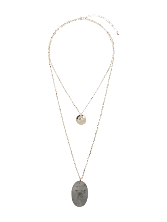 Two Row Sage Agate Necklace, Gold, large