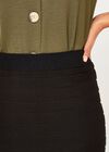 Black Ribbed Bodycon Pencil Skirt, Black, large
