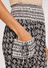 Batik Floral  Woven Smocked Joggers, Black, large