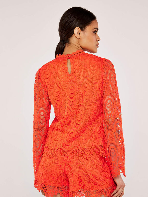 Scallop Lace Top, Orange, large