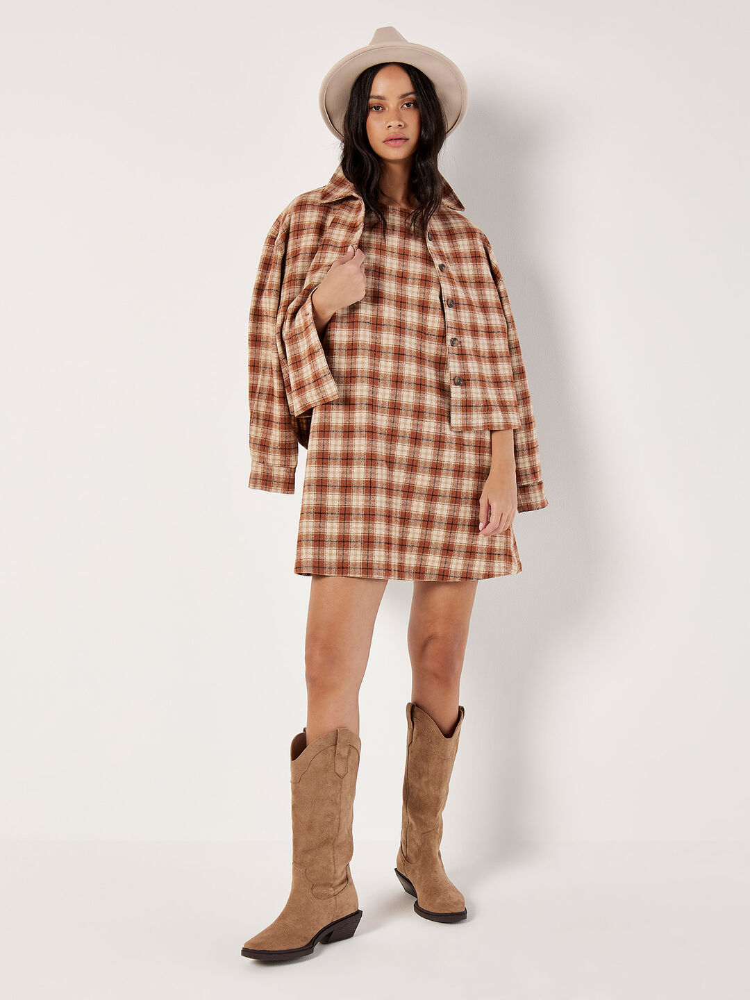 Image of Check Print Swing Mini Dress