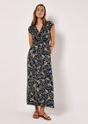 Ditsy Botanical Floral Maxi Dress, Navy, large