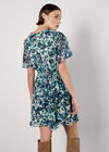 Blurred Floral Tiered Mini Dress, Blue, large