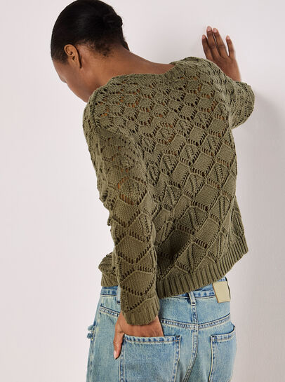 Diamond Pointelle Boxy Jumper