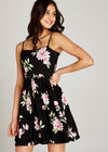 Black  Floral Cami Dress, Black, large