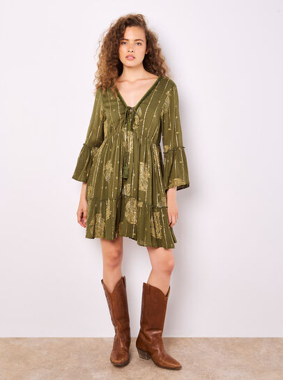 Paisley Shimmer Mini Dress