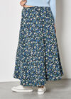 Floral Print A-Line Midaxi Skirt, Navy, large