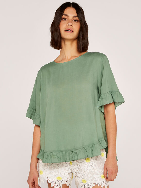Frill Detail Top, Mint, large