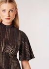 Metallic Sparkle Mini Dress, Brown, large