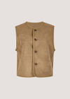 Reversible Borg Suede Gilet, Brown, large