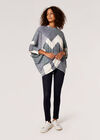 Batwing Geometric Jersey Top, Navy, large
