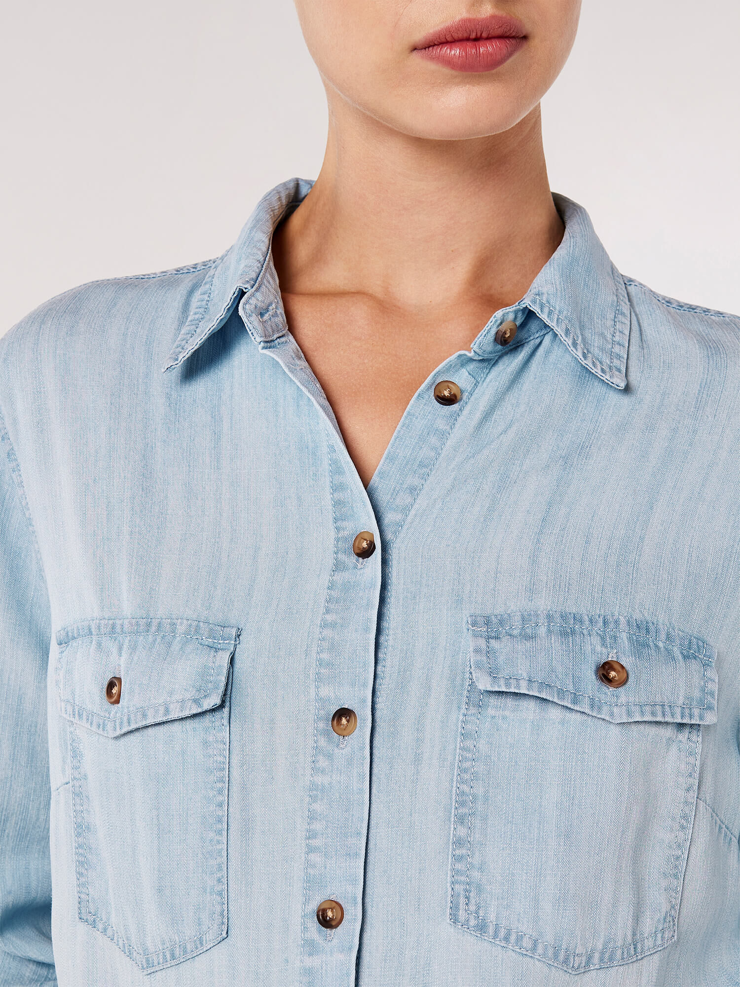 Button Down Denim Shirt Apricot Clothing