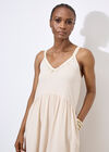 Bead Embellished Cotton Midaxi Dress, Stone, large