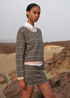 Check Knitted Jumper, Stone, large