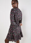Ditsy Floral Shimmer Mini Dress, Black, large