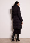 Long Belted Puffer Coat, Black, large