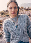 Gold Tone Layered Pendant Necklace, Blue, large