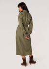 Utility Shirt Midi Dress, Khaki, large