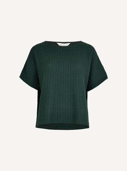 Waffle Knit Oversized Cotton Blend T-Shirt