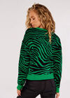 Bright Zebra Chunky Knit Jumper, Green, large