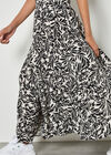 Leaf Print Tiered Midi Skirt, Cream, large
