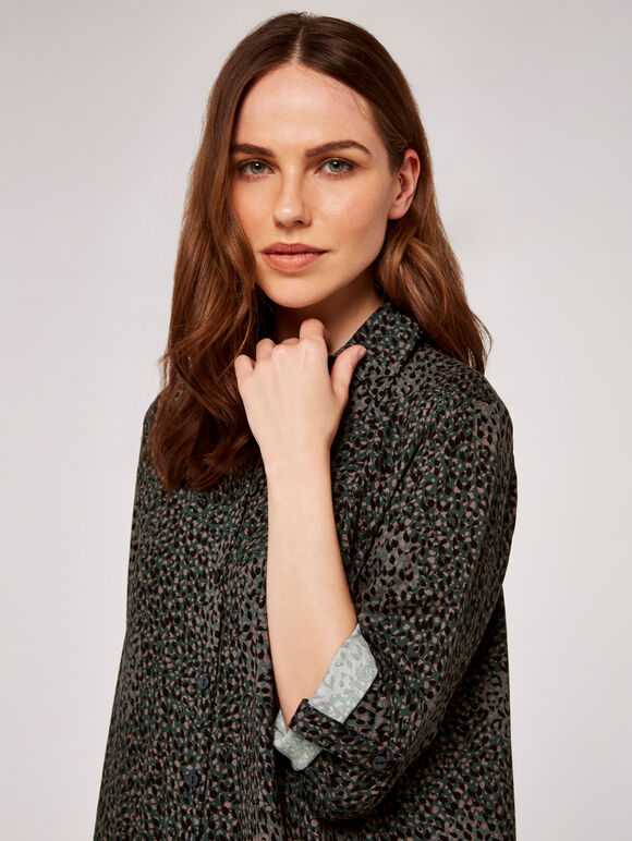 Animal Shirt Dress, Green, large