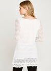 Cream Lace Trim Tunic Top, Cream, large