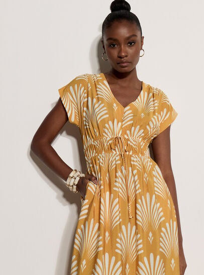 Fan Print Midaxi Dress
