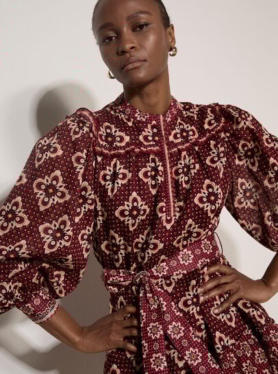 Tile Print Shift Mini Dress