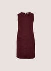 Denim Shift Mini Dress, Burgundy, large