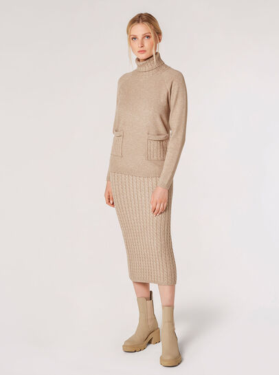 Aran Knitted Midi Skirt