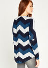 Blue Chevron Big Zipper Top, Blue, large