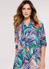High-Low Tropical Mini Dress, Pink, large