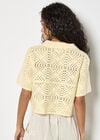 Floral Cotton Crochet Cardigan, Yellow, large