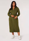 Curve Jersey Shirt Midi Dress, Khaki, large