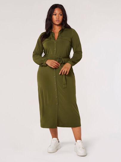 Curve Jersey Shirt Midi Dress