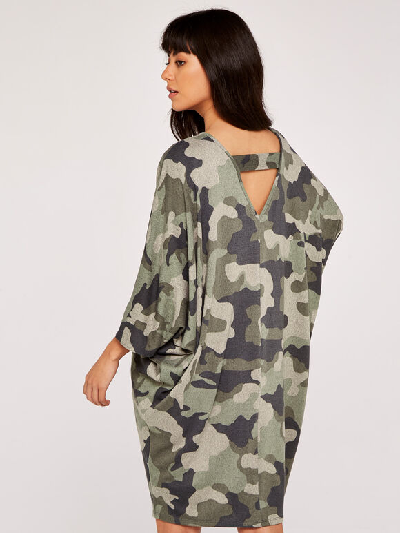 Camouflage Cozy Cocoon Dress, Green, large