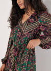 Gold Foil Floral Print Maxi Dress, Green, large