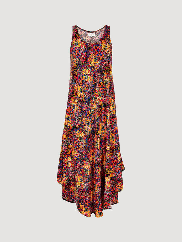 Hexagon Mandala Midi Dress, Yellow, large