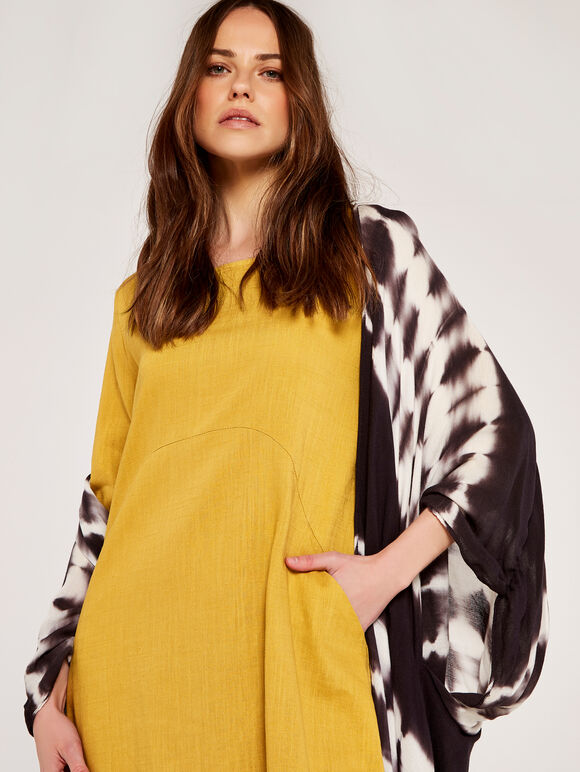 Linen Dress with Pockets, Mustard, large
