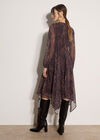 Leopard Print Chiffon Midi Dress, Brown, large