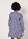 Stripe Shirt Cotton Mini Dress, Navy, large
