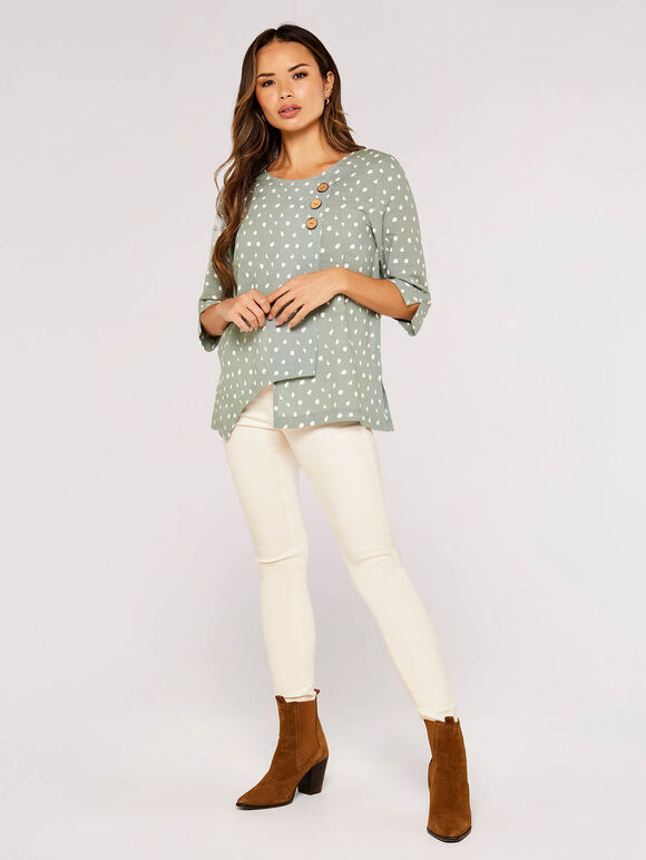 Irregular Spot Asymmetric Wrap Top, Mint, large