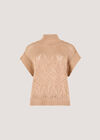 Mock Neck Pointelle Knit Top, Stone, large
