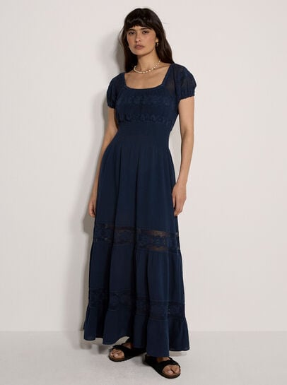 Floral Lace Milkmaid Maxi Dress